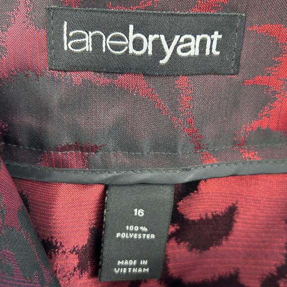 Lane Bryant Red Purple Baroque Jacquard A-Line Skirt Pleated Womens Plus 16 - Picture 6 of 11